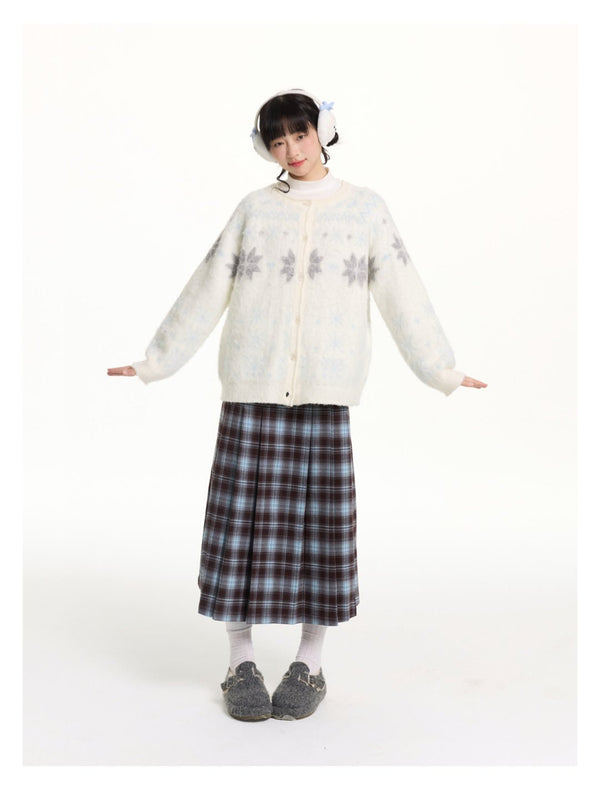 Reversible Snowflake Mohair Knit Cardigan - COPPING THREADS - CHICISLAND