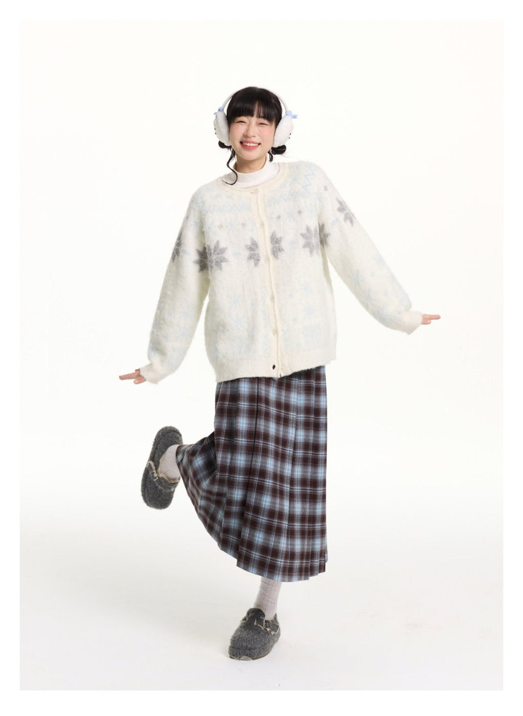 Reversible Snowflake Mohair Knit Cardigan - COPPING THREADS - CHICISLAND