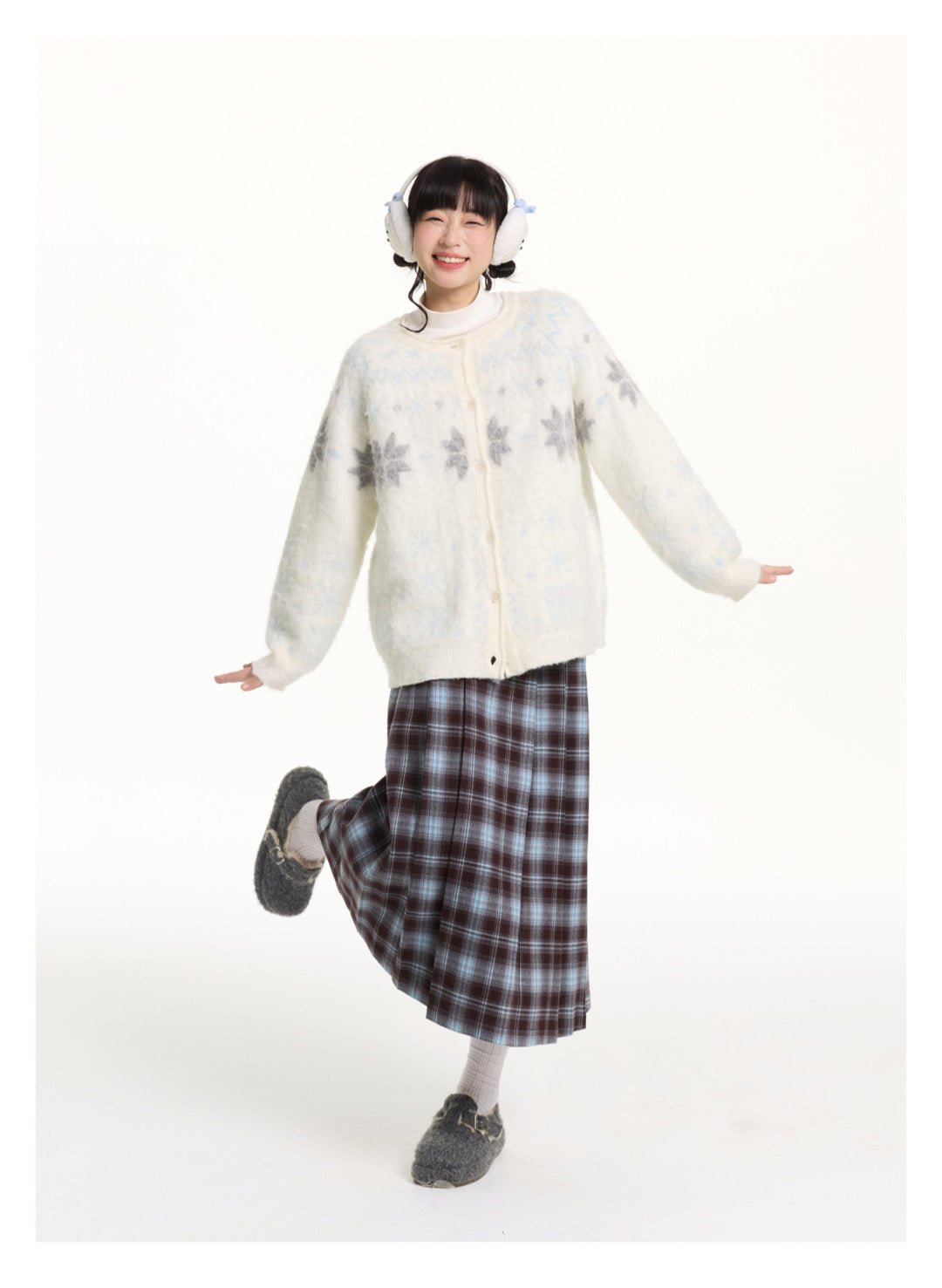 Reversible Snowflake Mohair Knit Cardigan - COPPING THREADS - CHICISLAND