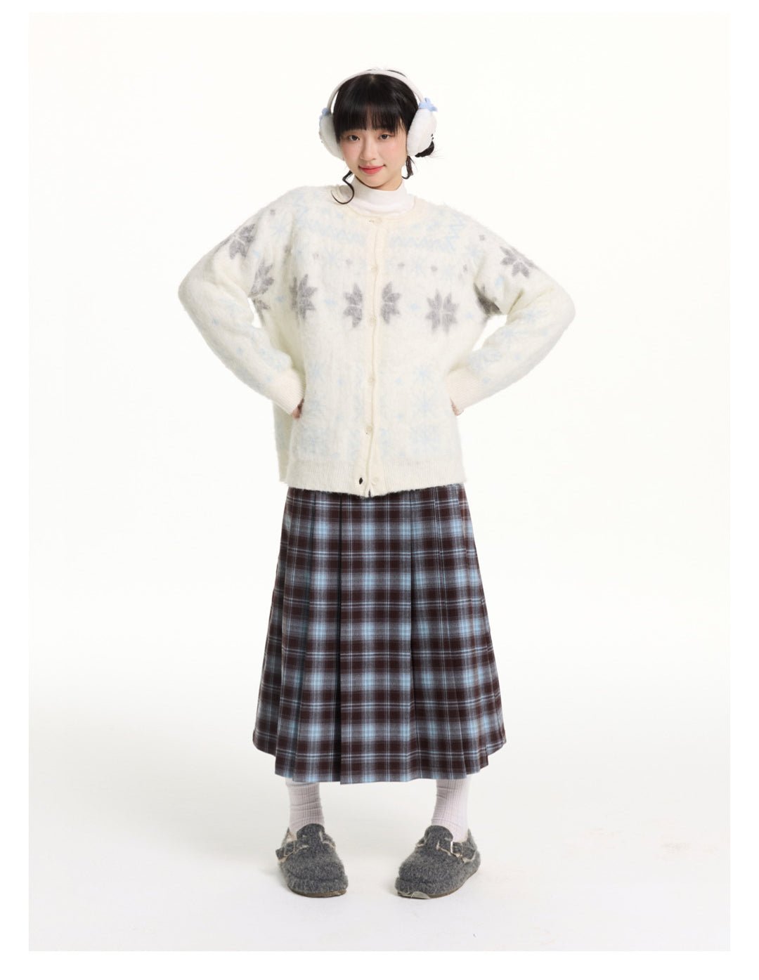 Reversible Snowflake Mohair Knit Cardigan - COPPING THREADS - CHICISLAND