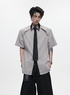 Rhinestone Collar Stripe Shirt - COPPING THREADS - ArguE CulturE
