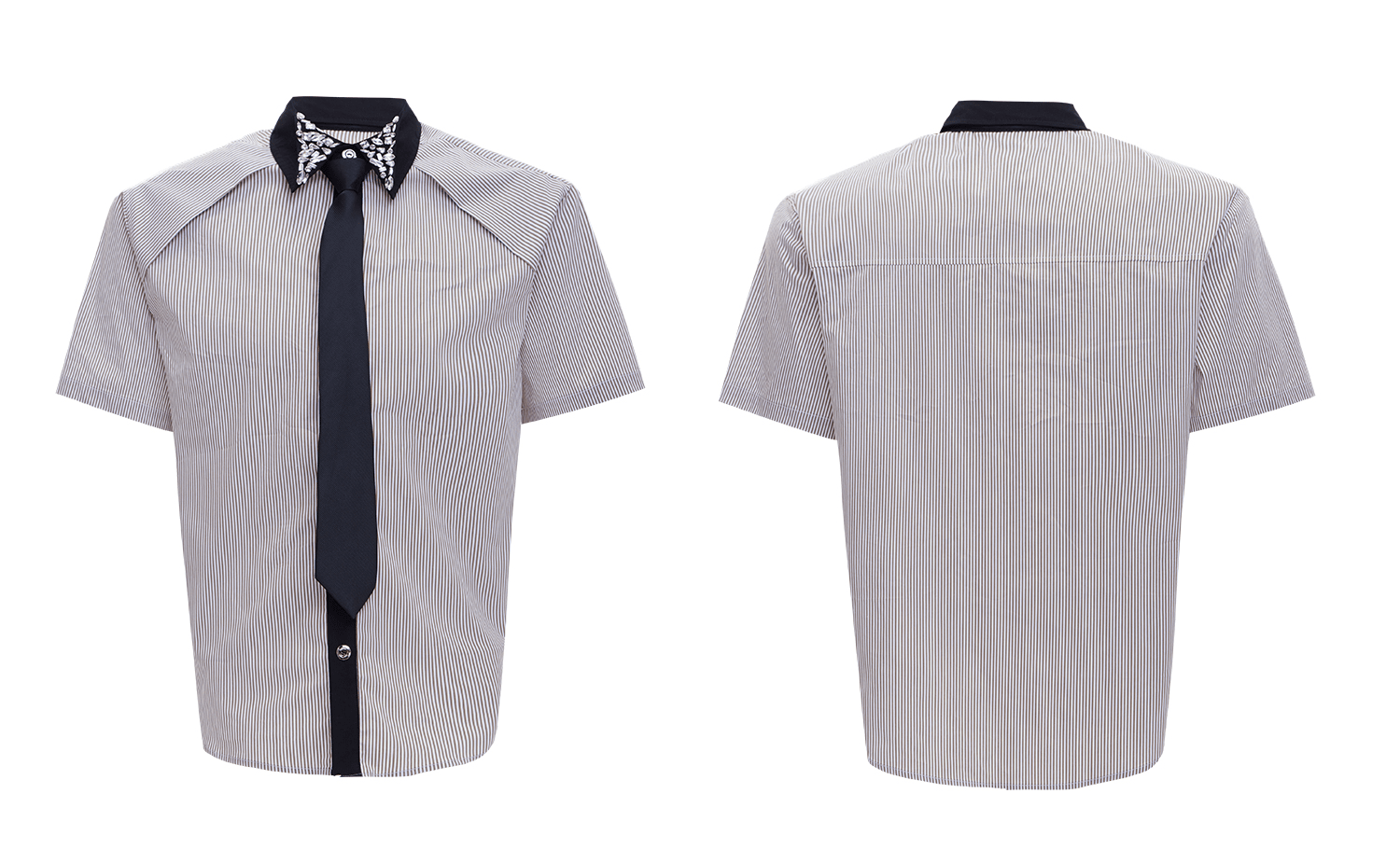 Rhinestone Collar Stripe Shirt - COPPING THREADS - ArguE CulturE