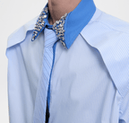 Rhinestone Collar Stripe Shirt - COPPING THREADS - ArguE CulturE