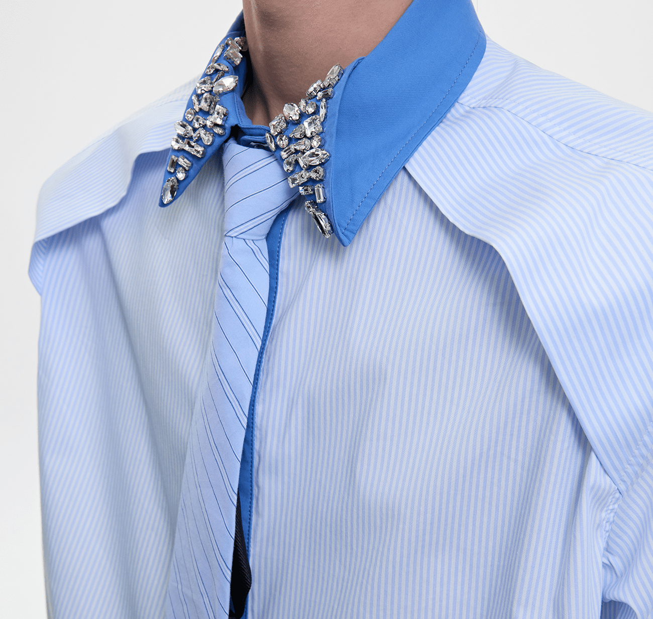 Rhinestone Collar Stripe Shirt - COPPING THREADS - ArguE CulturE