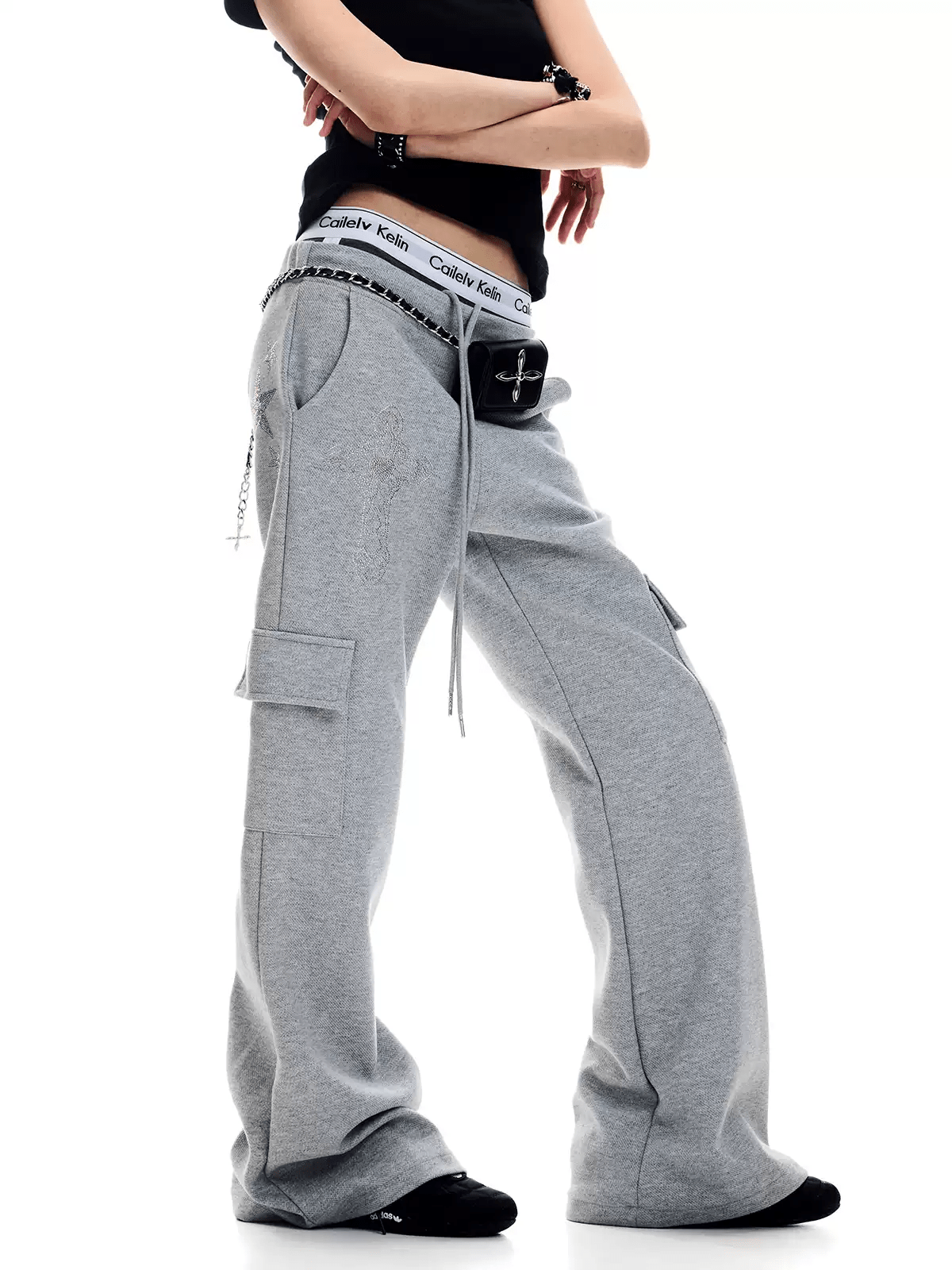 Rhinestone Cross Cargo Sweatpants Secondary image