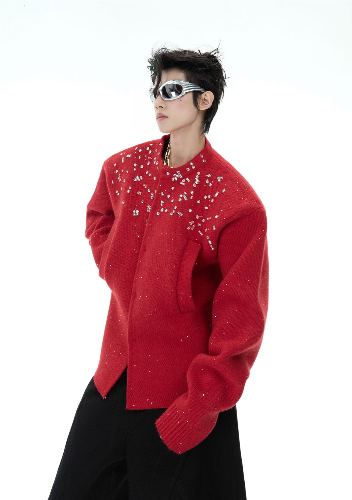 Rhinestone - Embellished Knit Cardigan Jacket - COPPING THREADS - ArguE CulturE