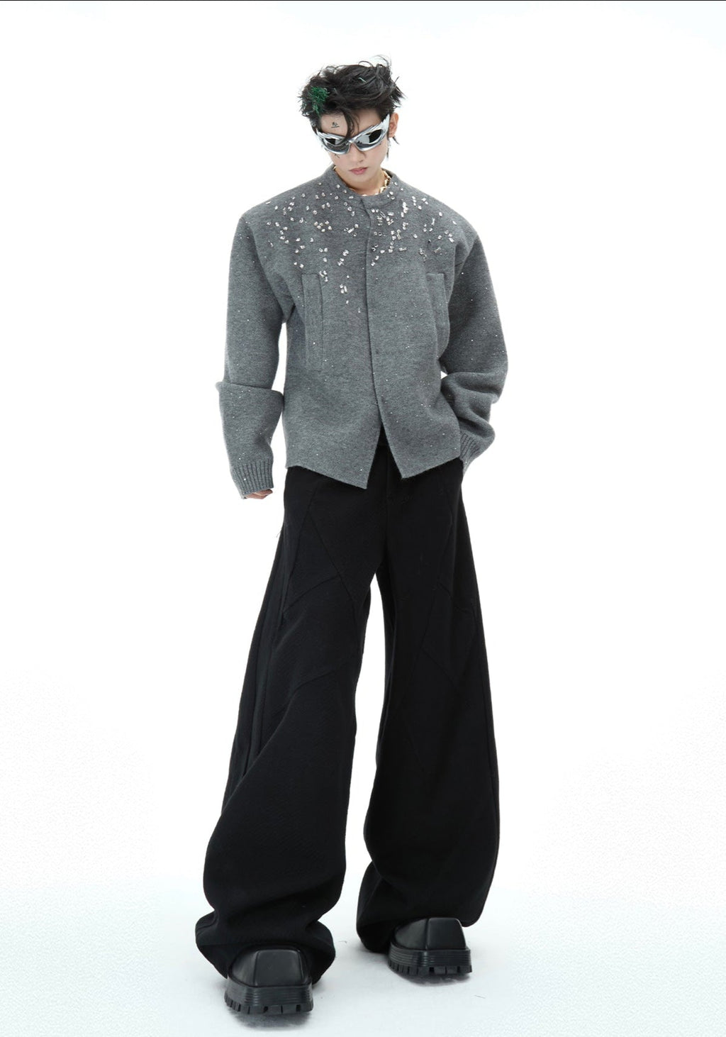 Rhinestone - Embellished Knit Cardigan Jacket - COPPING THREADS - ArguE CulturE