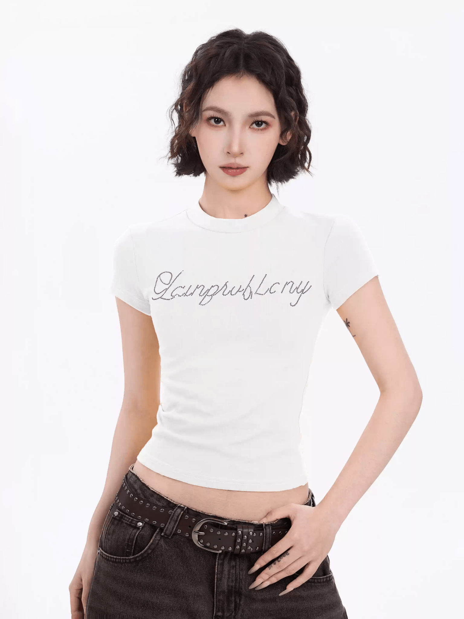 Rhinestone Graphic Crop Tee - COPPING THREADS - CT Select