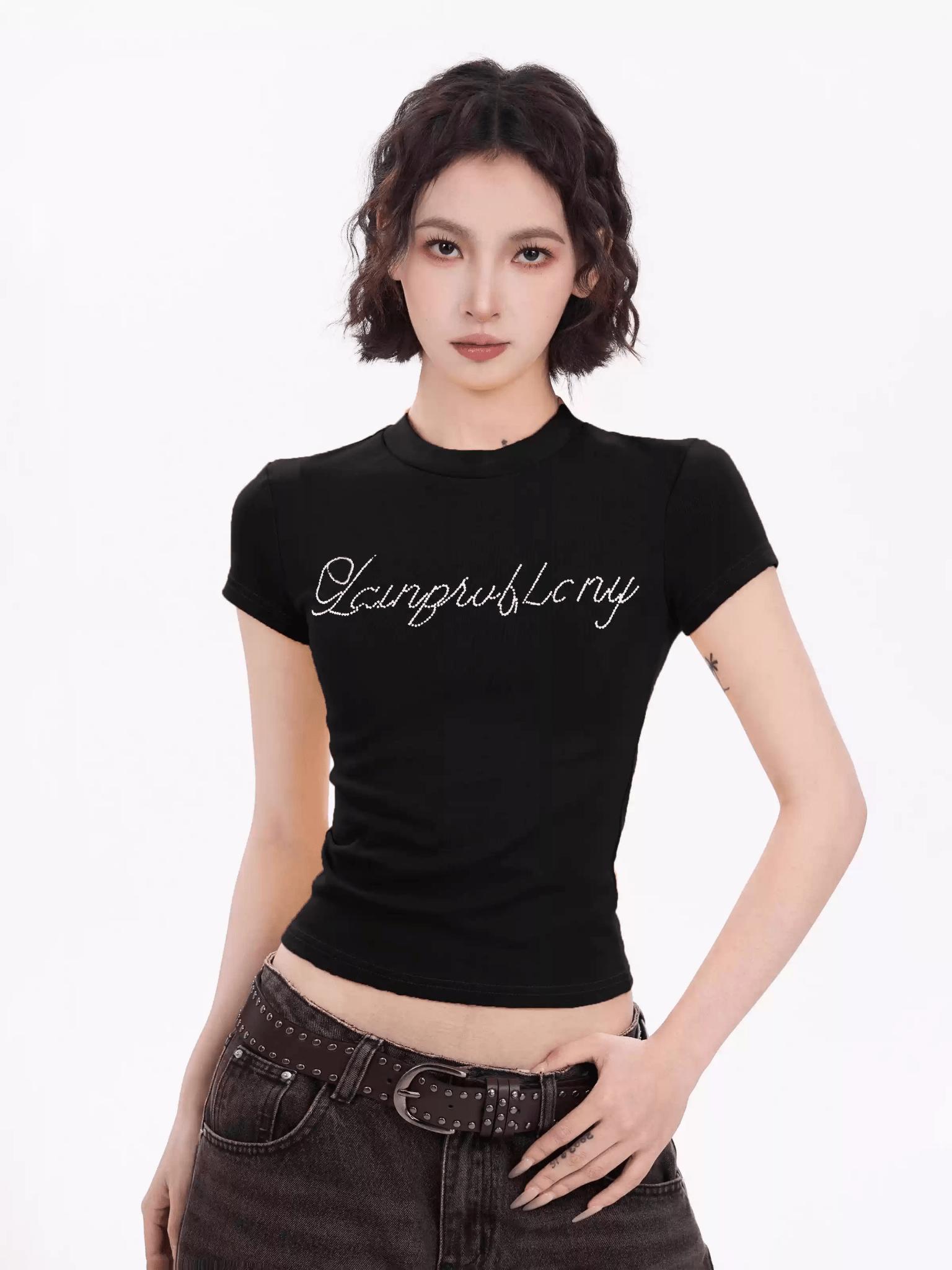 Rhinestone Graphic Crop Tee - COPPING THREADS - CT Select