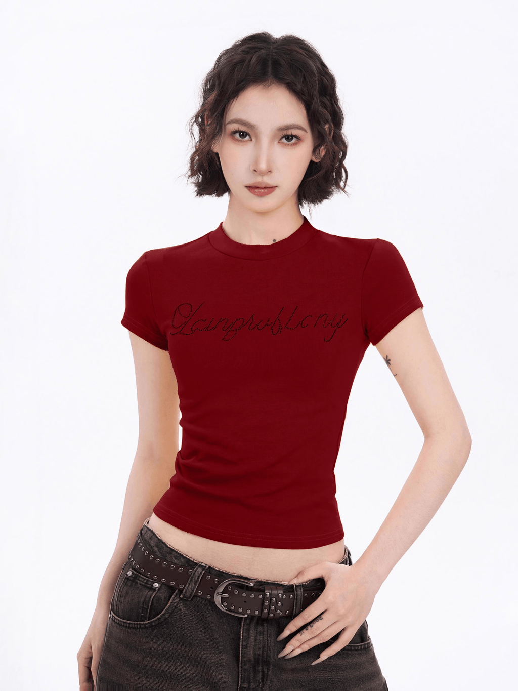 Rhinestone Graphic Crop Tee - COPPING THREADS - CT Select