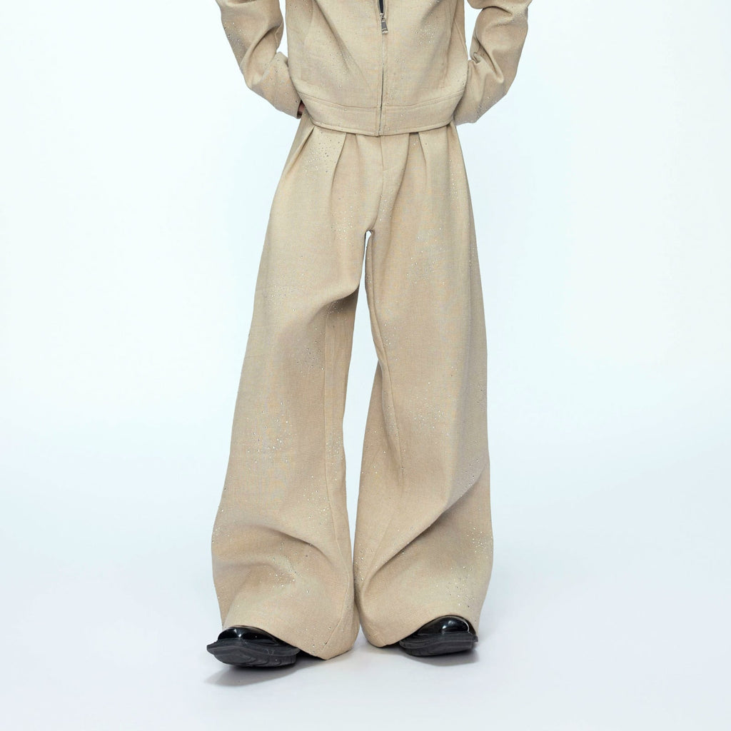 Rhinestone Shimmer Cropped Jacket and Wide-Leg Pants Set - COPPING THREADS - Argue Culture