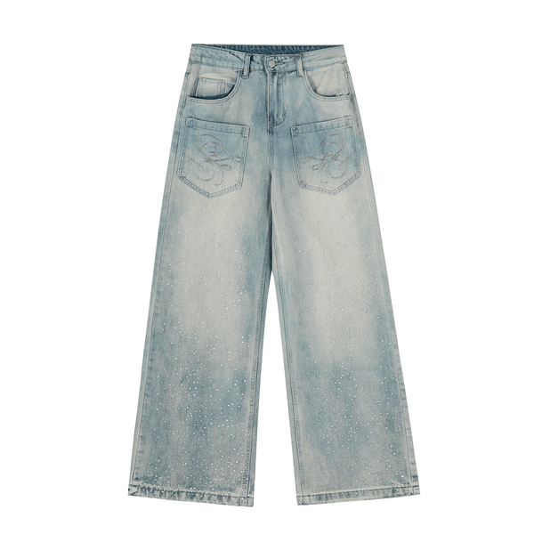 Rhinestone Star Wide - Leg Denim Jeans - COPPING THREADS - CT Select