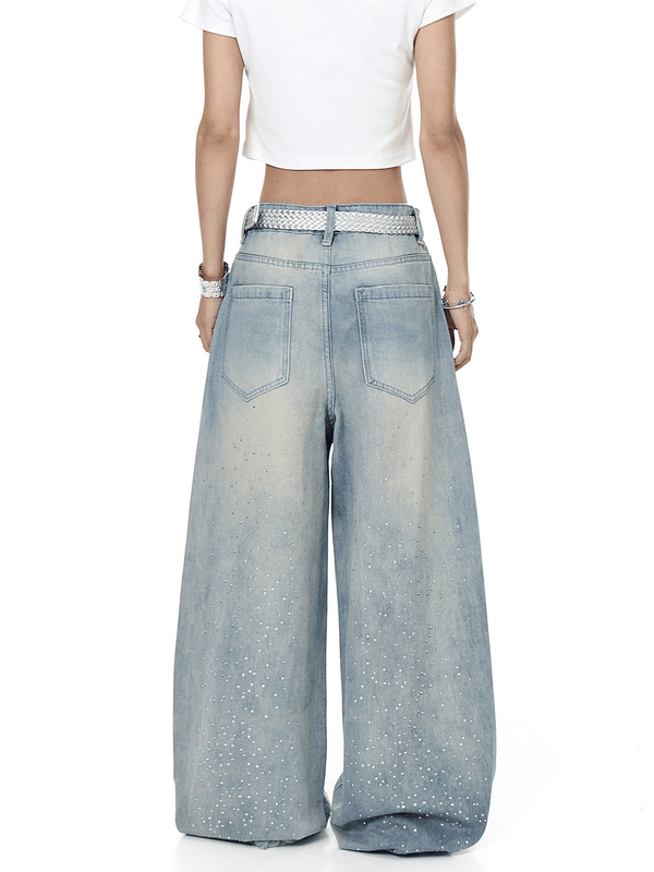 Rhinestone Star Wide - Leg Denim Jeans - COPPING THREADS - CT Select