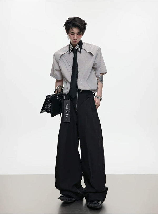 Rhinestone Stripe Tie-Collar Shirt - COPPING THREADS - Argue Culture