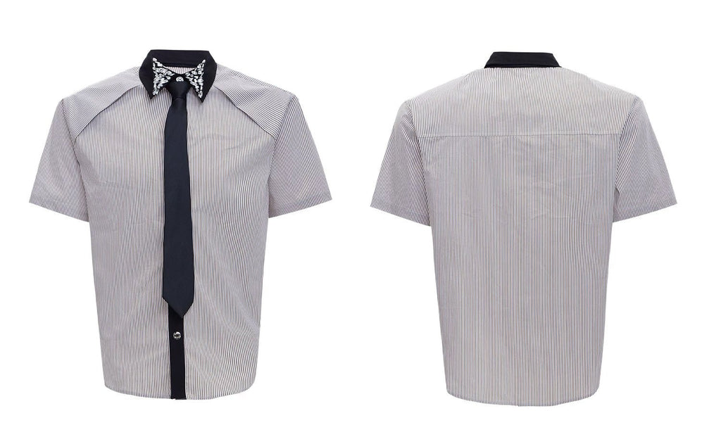 Rhinestone Stripe Tie-Collar Shirt - COPPING THREADS - Argue Culture