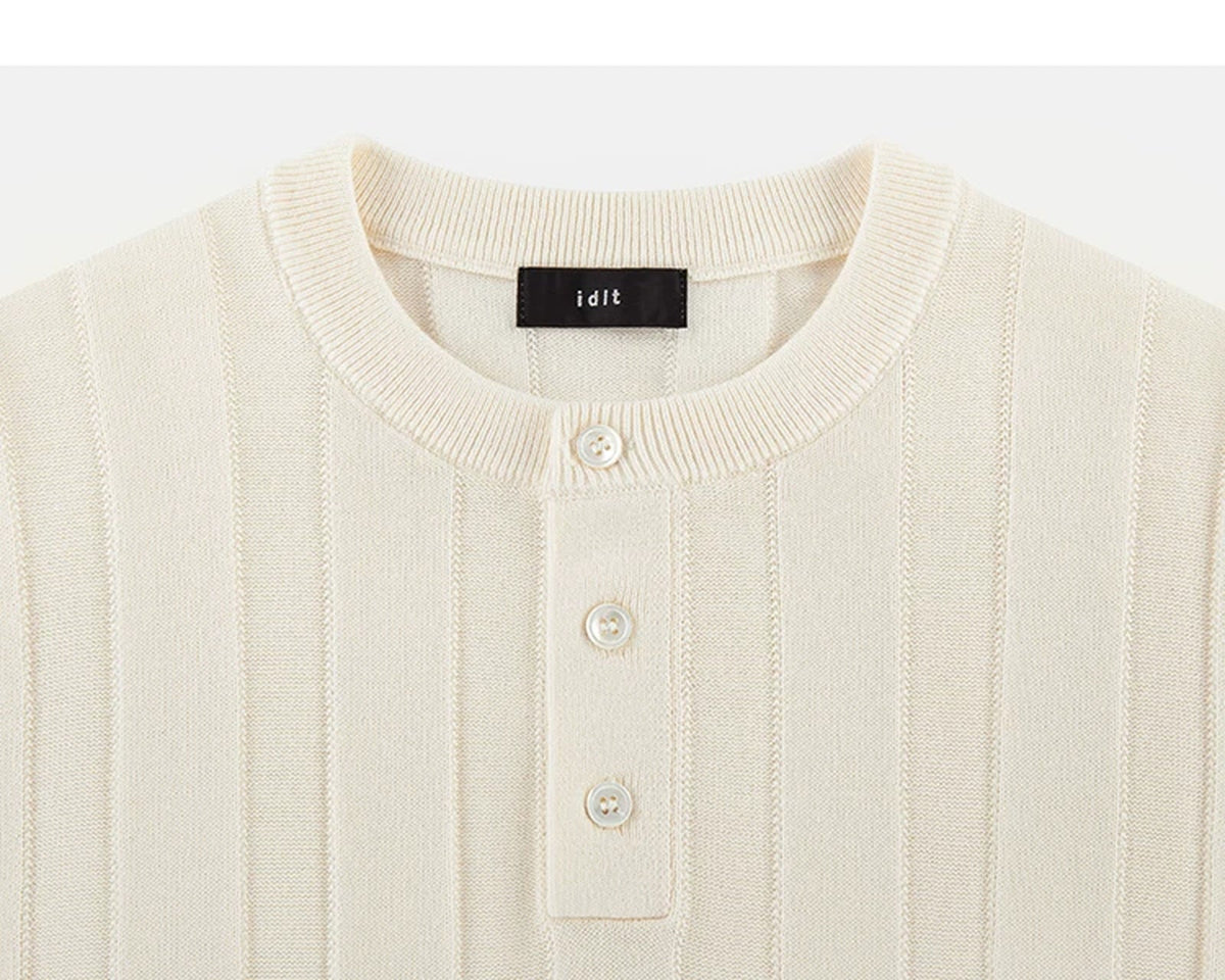 Ribbed Short-Sleeve Henley - COPPING THREADS - IDLT