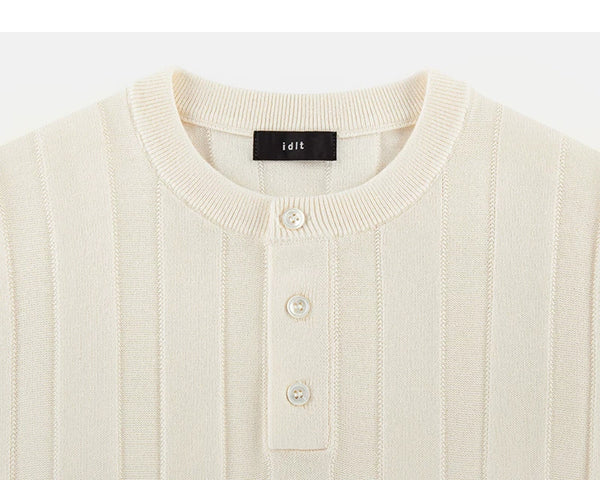 Ribbed Short-Sleeve Henley - COPPING THREADS - IDLT