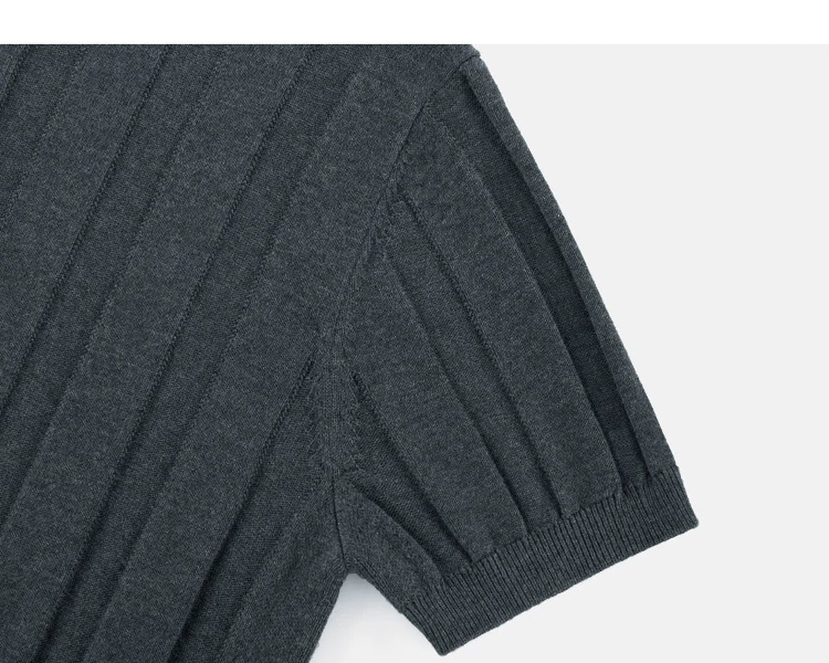 Ribbed Short-Sleeve Henley - COPPING THREADS - IDLT