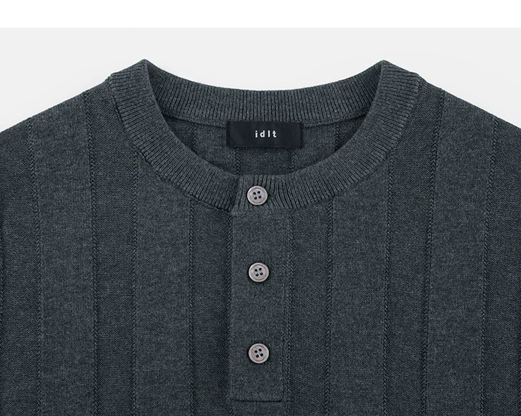Ribbed Short-Sleeve Henley - COPPING THREADS - IDLT