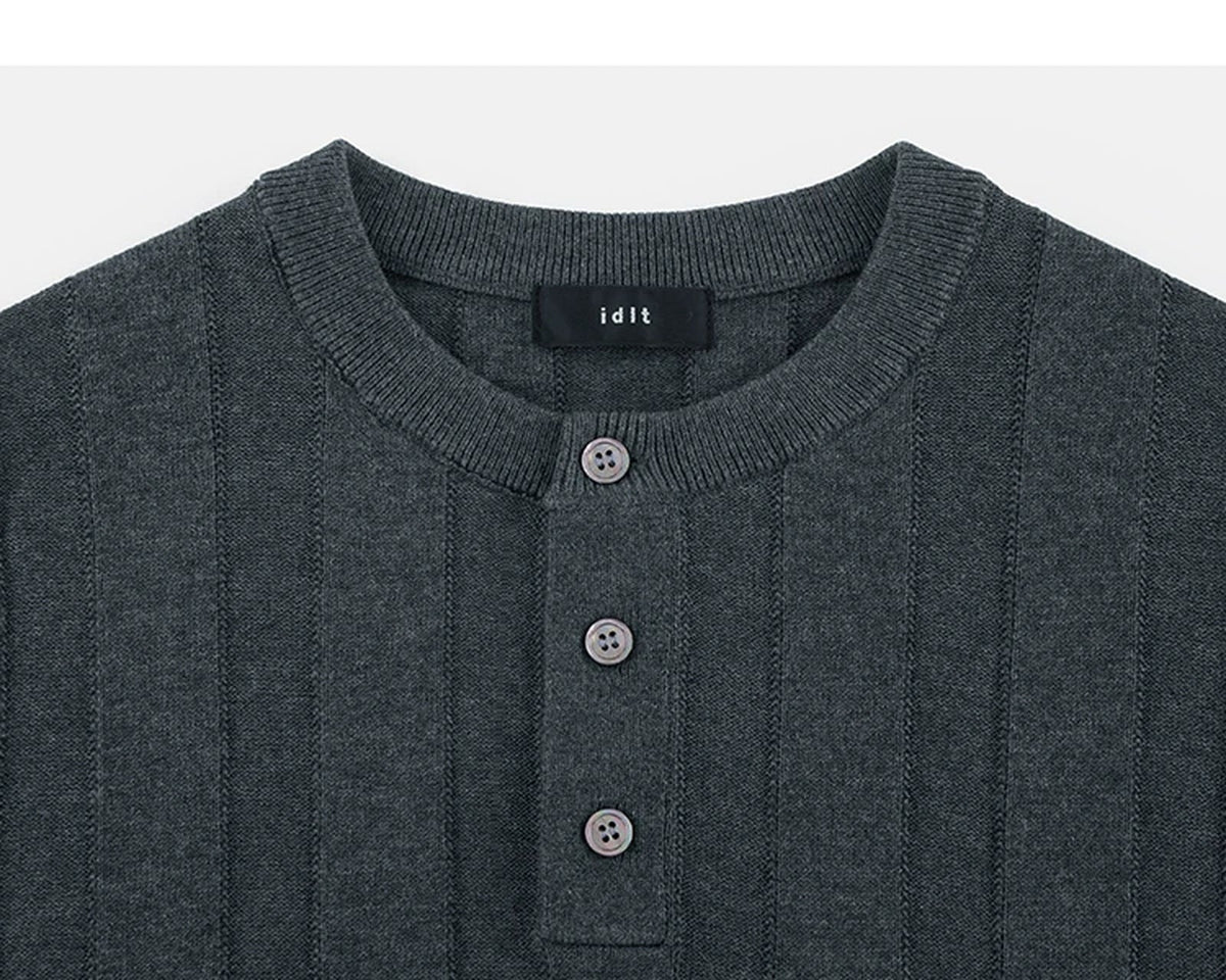 Ribbed Short-Sleeve Henley - COPPING THREADS - IDLT