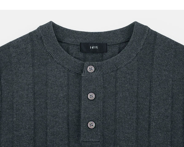 Ribbed Short-Sleeve Henley - COPPING THREADS - IDLT