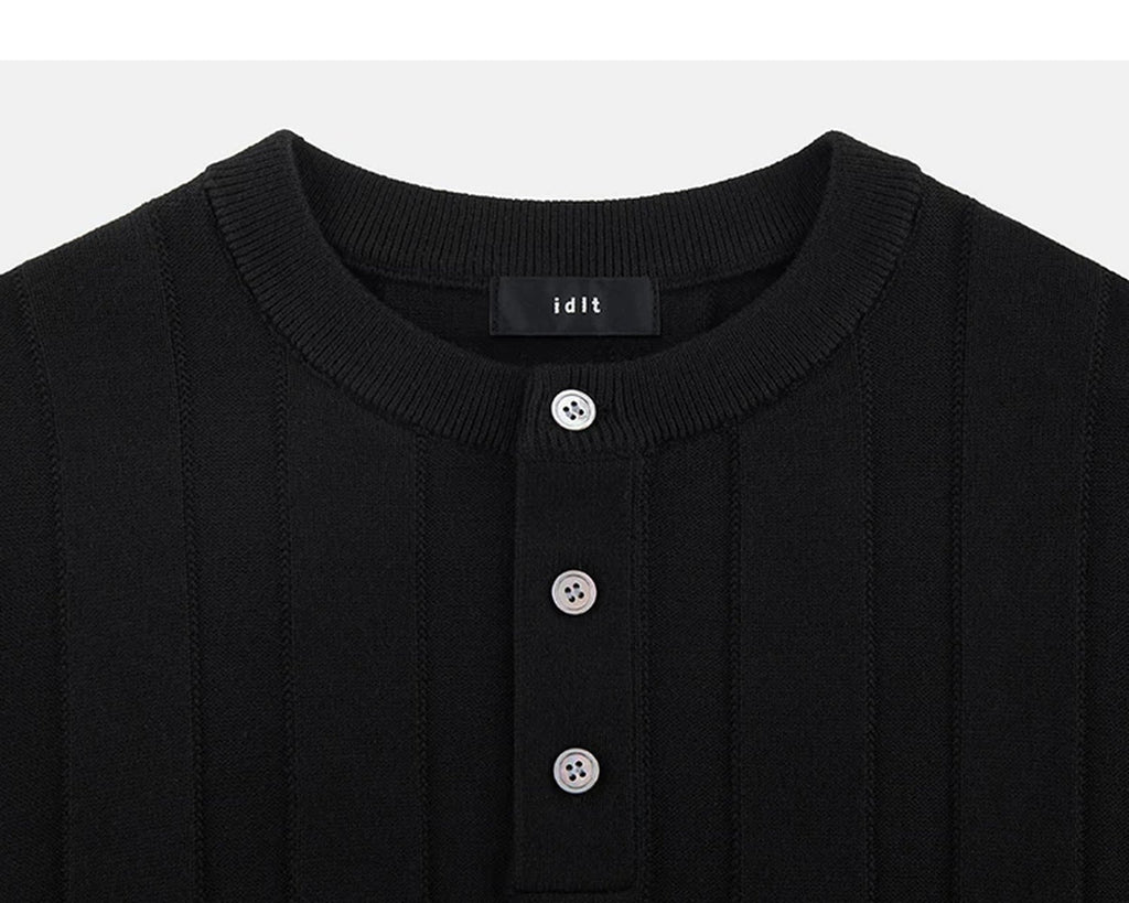 Ribbed Short-Sleeve Henley - COPPING THREADS - IDLT