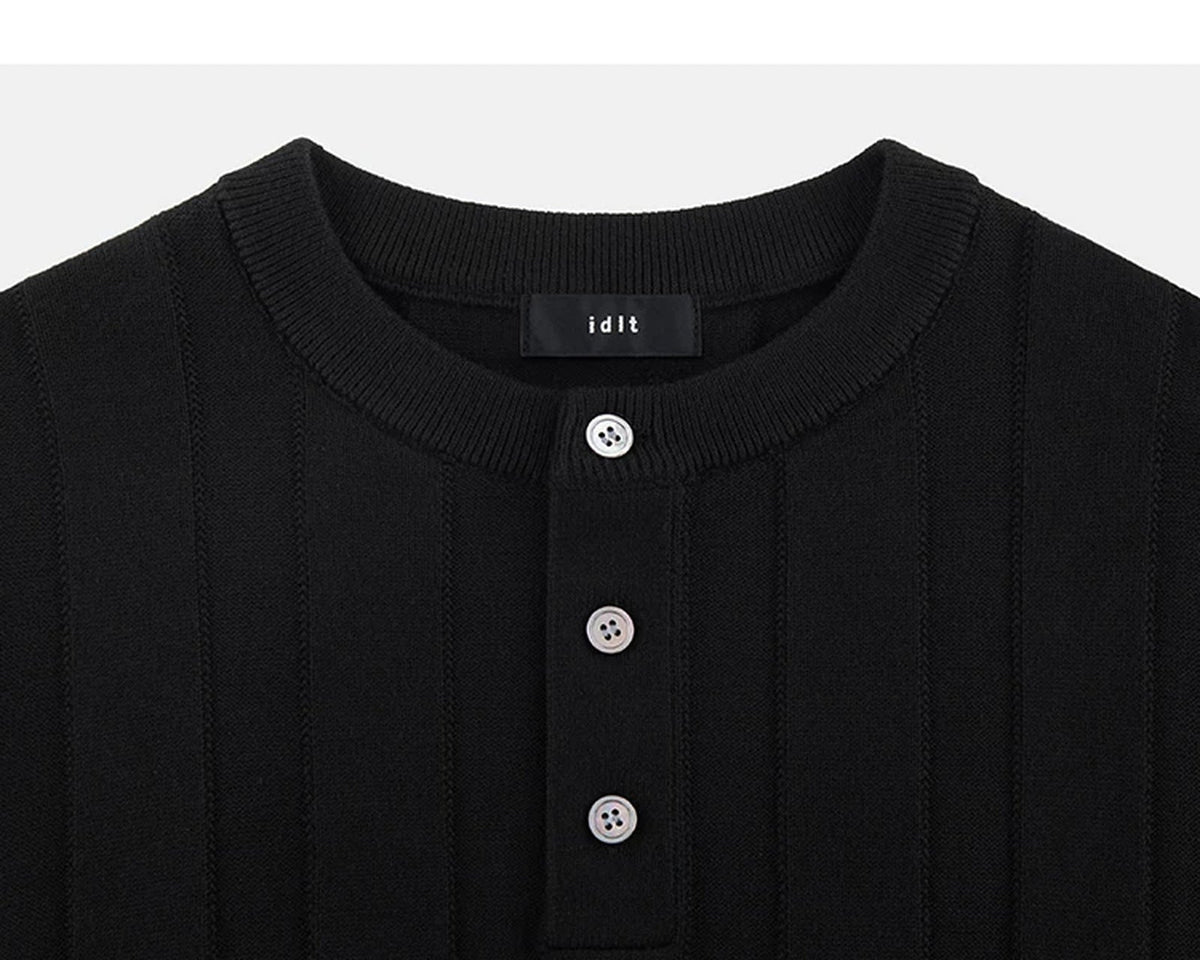 Ribbed Short-Sleeve Henley - COPPING THREADS - IDLT