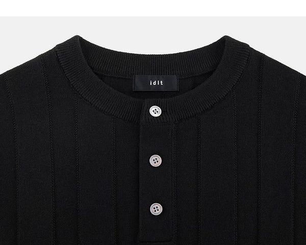 Ribbed Short-Sleeve Henley - COPPING THREADS - IDLT