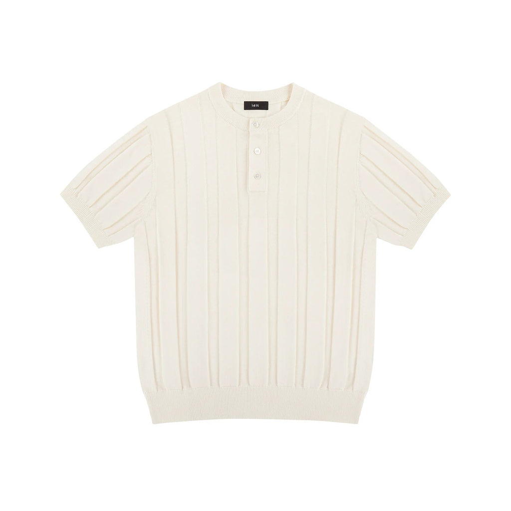 Ribbed Short-Sleeve Henley - COPPING THREADS - IDLT