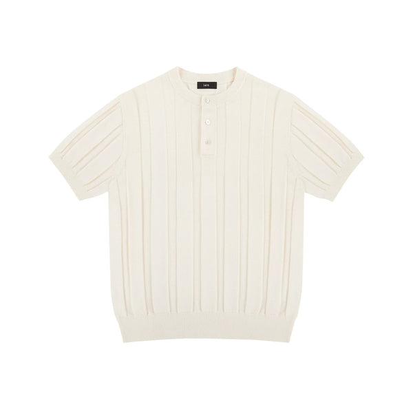 Ribbed Short-Sleeve Henley - COPPING THREADS - IDLT