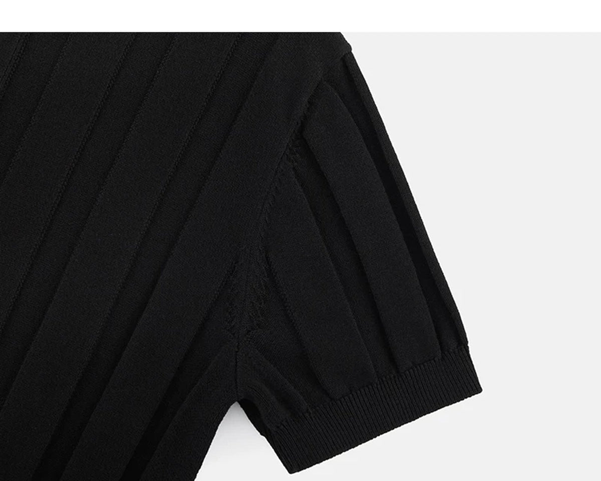 Ribbed Short-Sleeve Henley - COPPING THREADS - IDLT