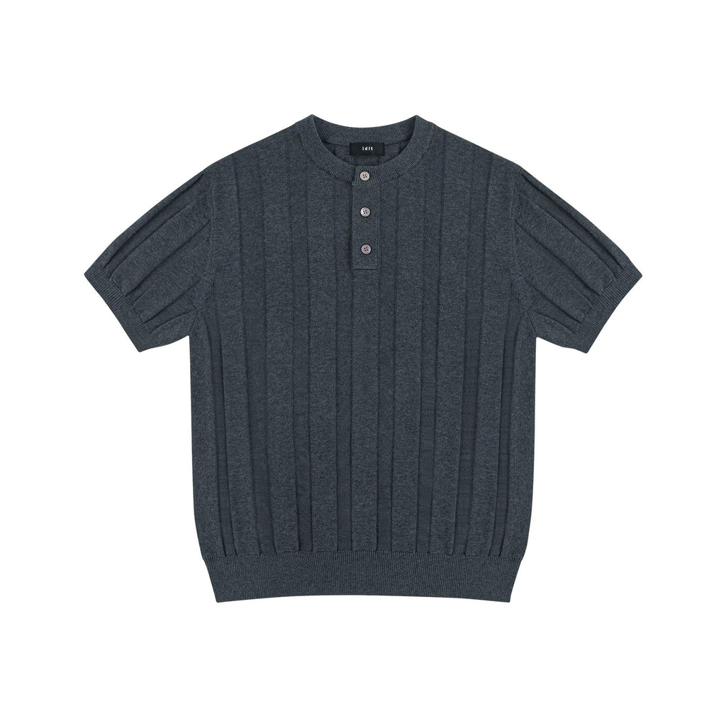 Ribbed Short-Sleeve Henley - COPPING THREADS - IDLT