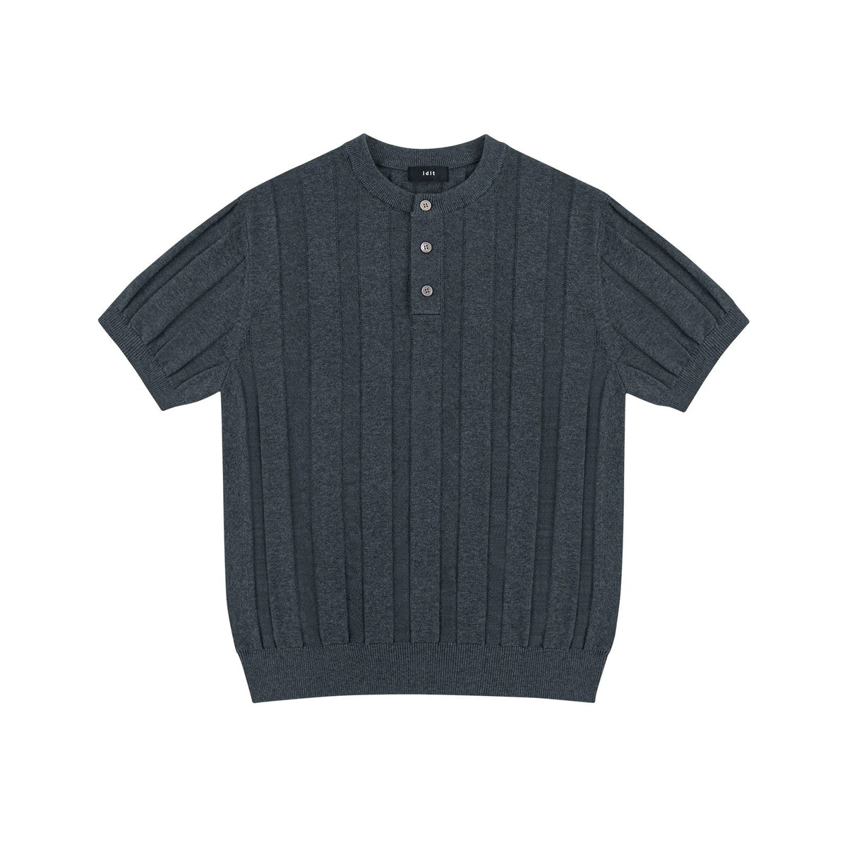 Ribbed Short-Sleeve Henley - COPPING THREADS - IDLT