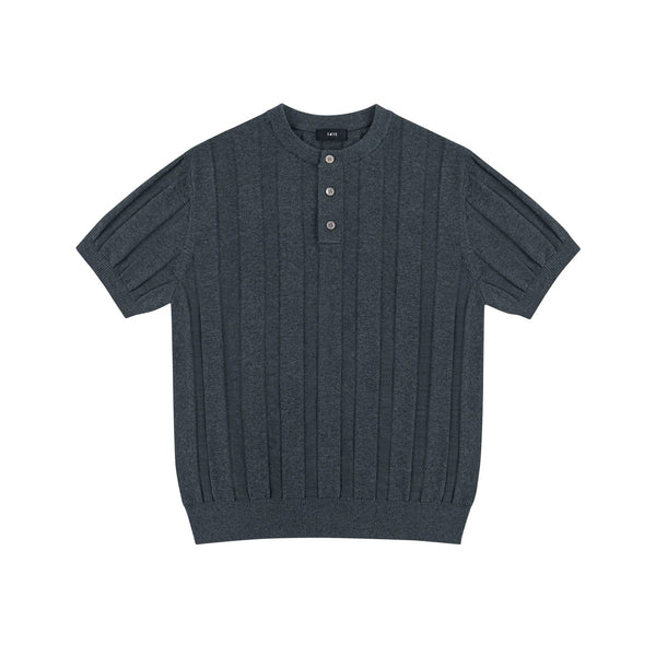 Ribbed Short-Sleeve Henley - COPPING THREADS - IDLT