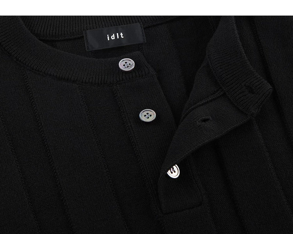 Ribbed Short-Sleeve Henley - COPPING THREADS - IDLT