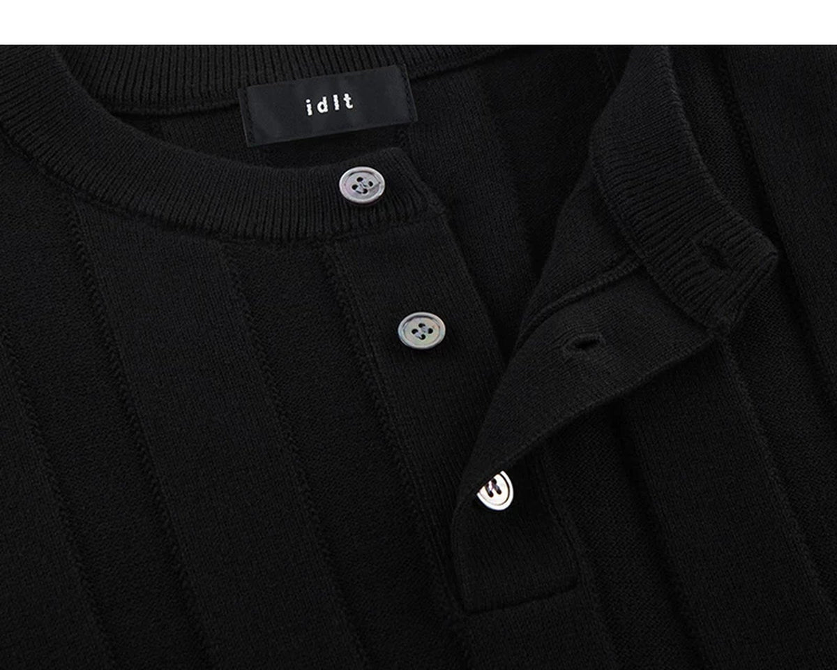 Ribbed Short-Sleeve Henley - COPPING THREADS - IDLT