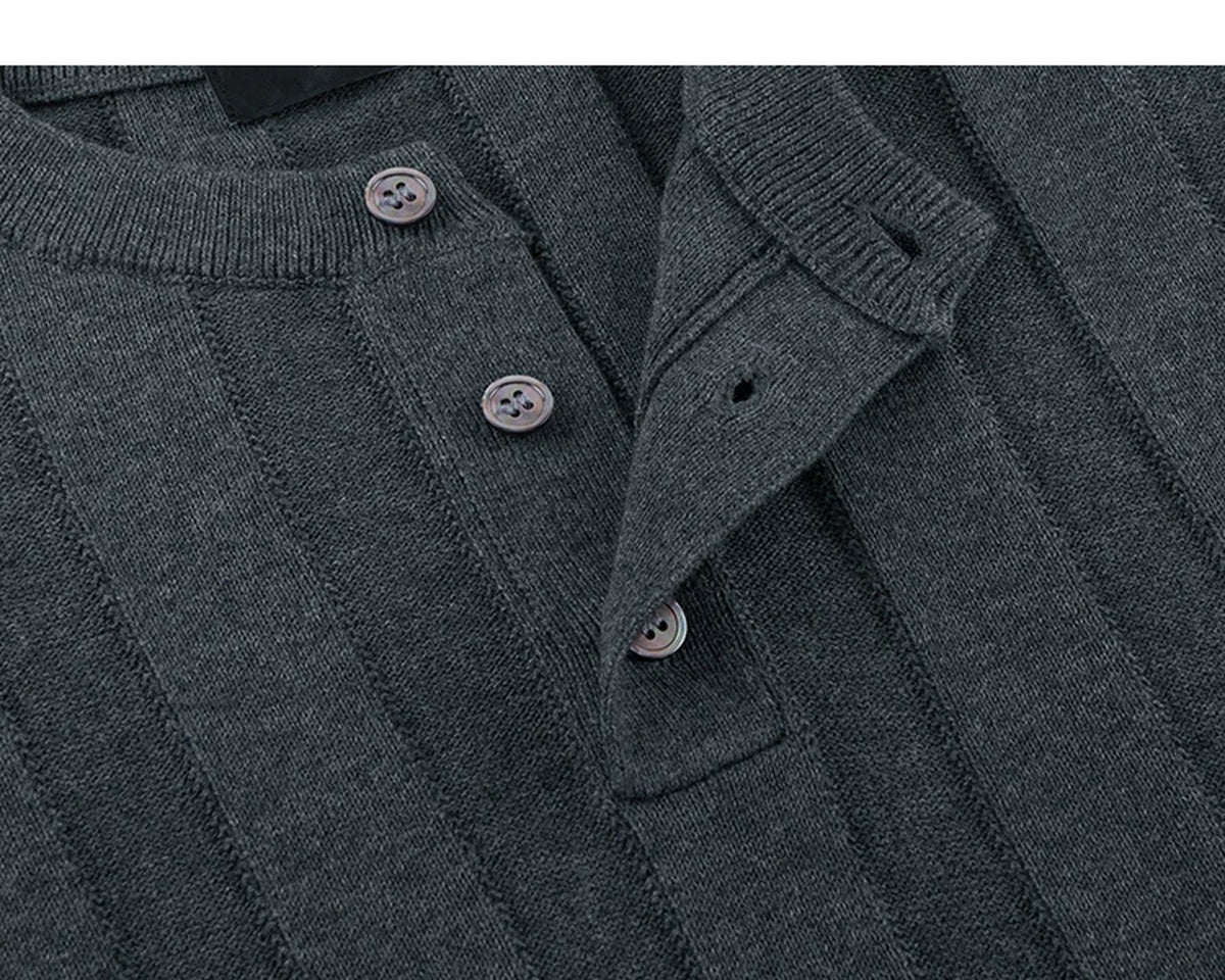 Ribbed Short-Sleeve Henley - COPPING THREADS - IDLT