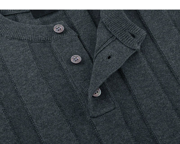 Ribbed Short-Sleeve Henley - COPPING THREADS - IDLT