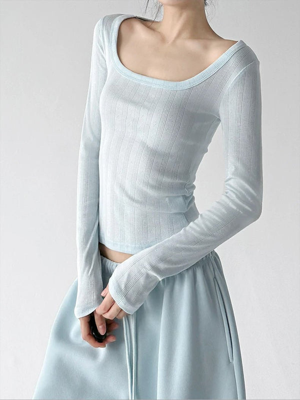 Ribbed Square-Neck Long-Sleeve T-Shirt - COPPING THREADS - CT ORIGINALS