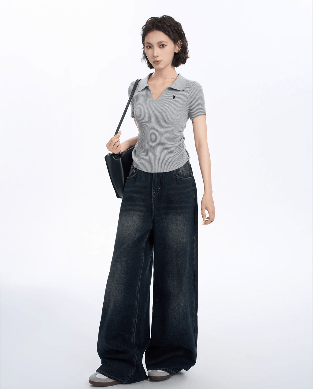 Ribbed V - Neck Fitted Polo Knit Tee - COPPING THREADS - CT Select