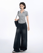 Ribbed V - Neck Fitted Polo Knit Tee - COPPING THREADS - CT Select