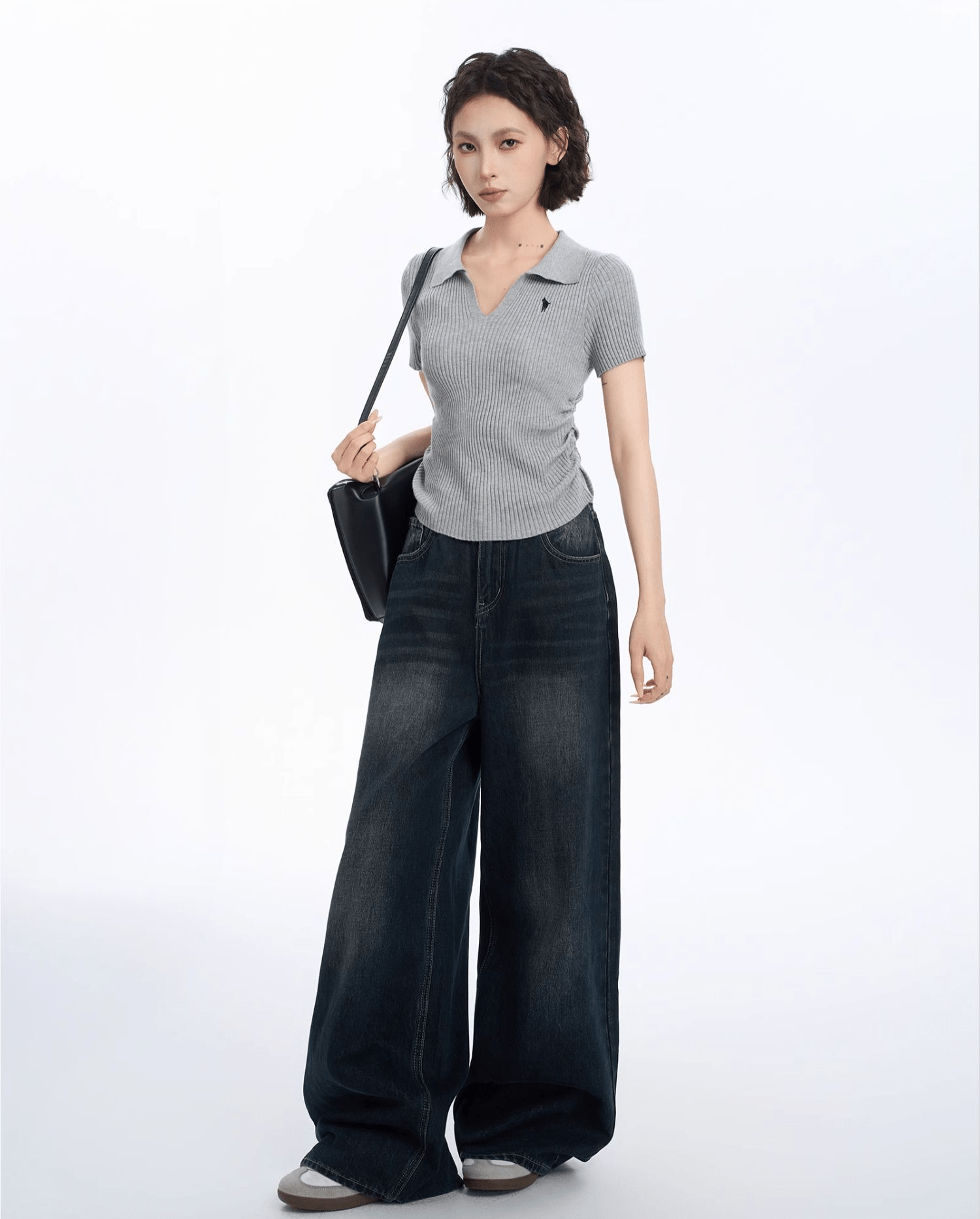 Ribbed V - Neck Fitted Polo Knit Tee - COPPING THREADS - CT Select