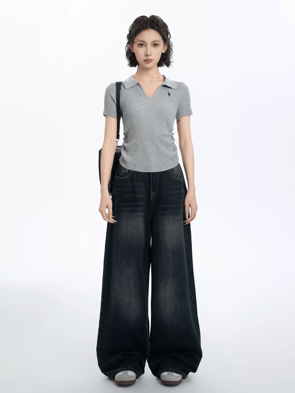 Ribbed V - Neck Fitted Polo Knit Tee - COPPING THREADS - CT Select