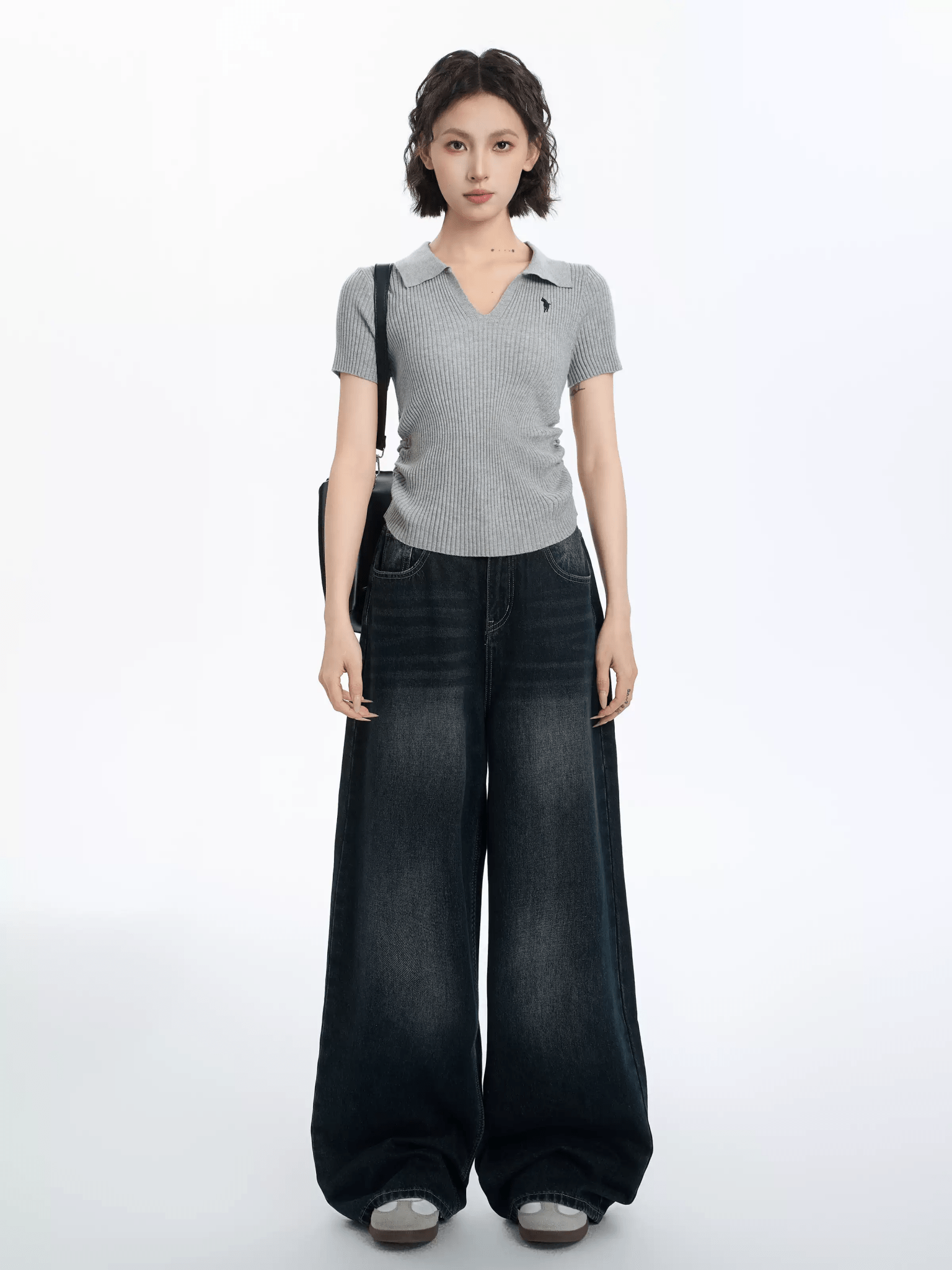 Ribbed V - Neck Fitted Polo Knit Tee - COPPING THREADS - CT Select