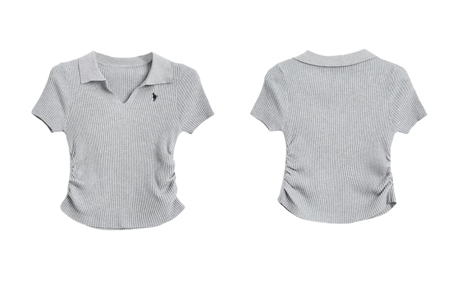 Ribbed V - Neck Fitted Polo Knit Tee - COPPING THREADS - CT Select