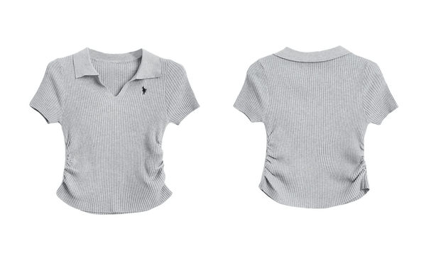 Ribbed V - Neck Fitted Polo Knit Tee - COPPING THREADS - CT Select