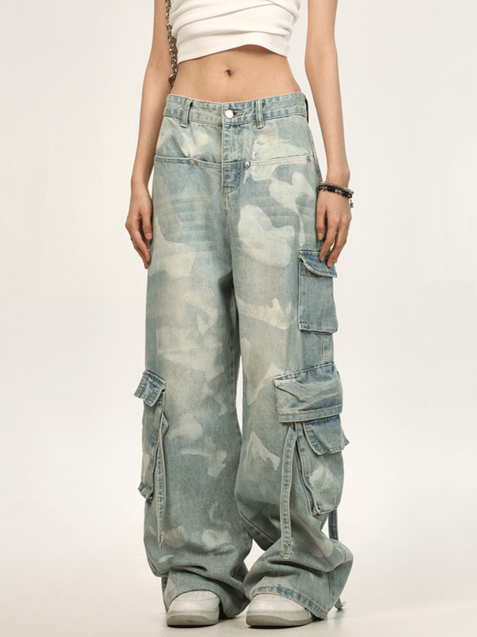 Ribbon Ties Tie - Dye Utility Cargo Denim - COPPING THREADS - CT Select