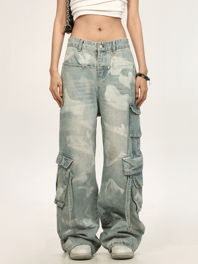 Ribbon Ties Tie - Dye Utility Cargo Denim - COPPING THREADS - CT Select Hover Image