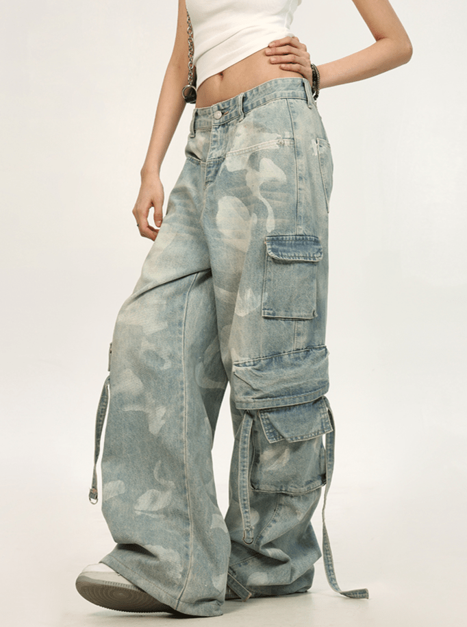 Ribbon Ties Tie - Dye Utility Cargo Denim - COPPING THREADS - CT Select