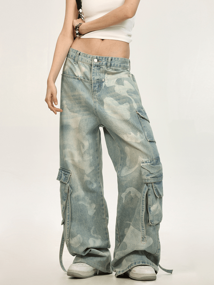 Ribbon Ties Tie - Dye Utility Cargo Denim - COPPING THREADS - CT Select